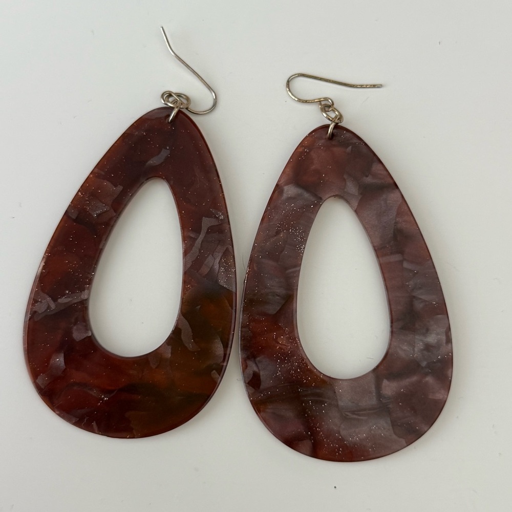 Cool Glittery Maroon Teardrop Earrings